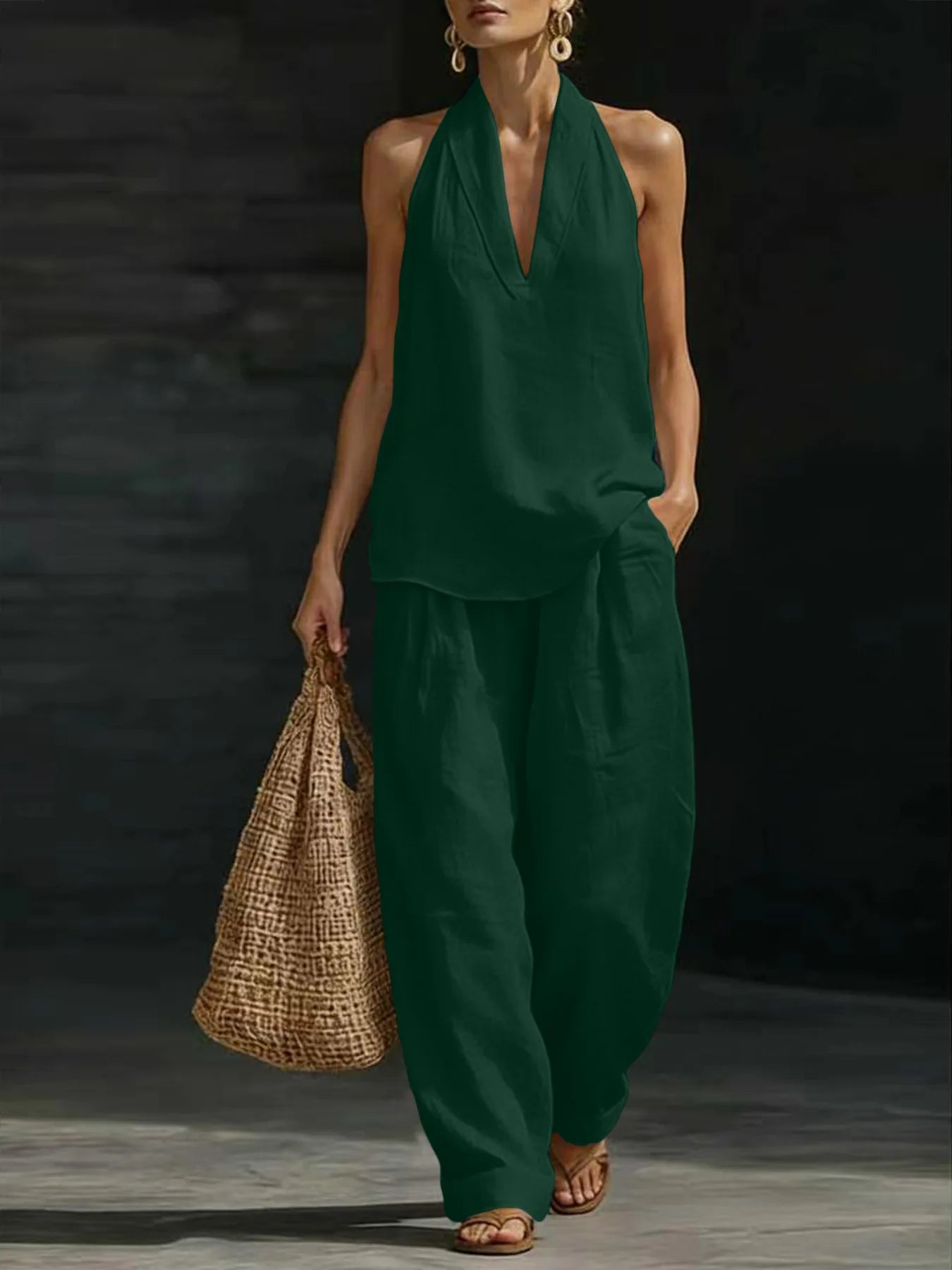 Freya linen halter co-ord set – view 2