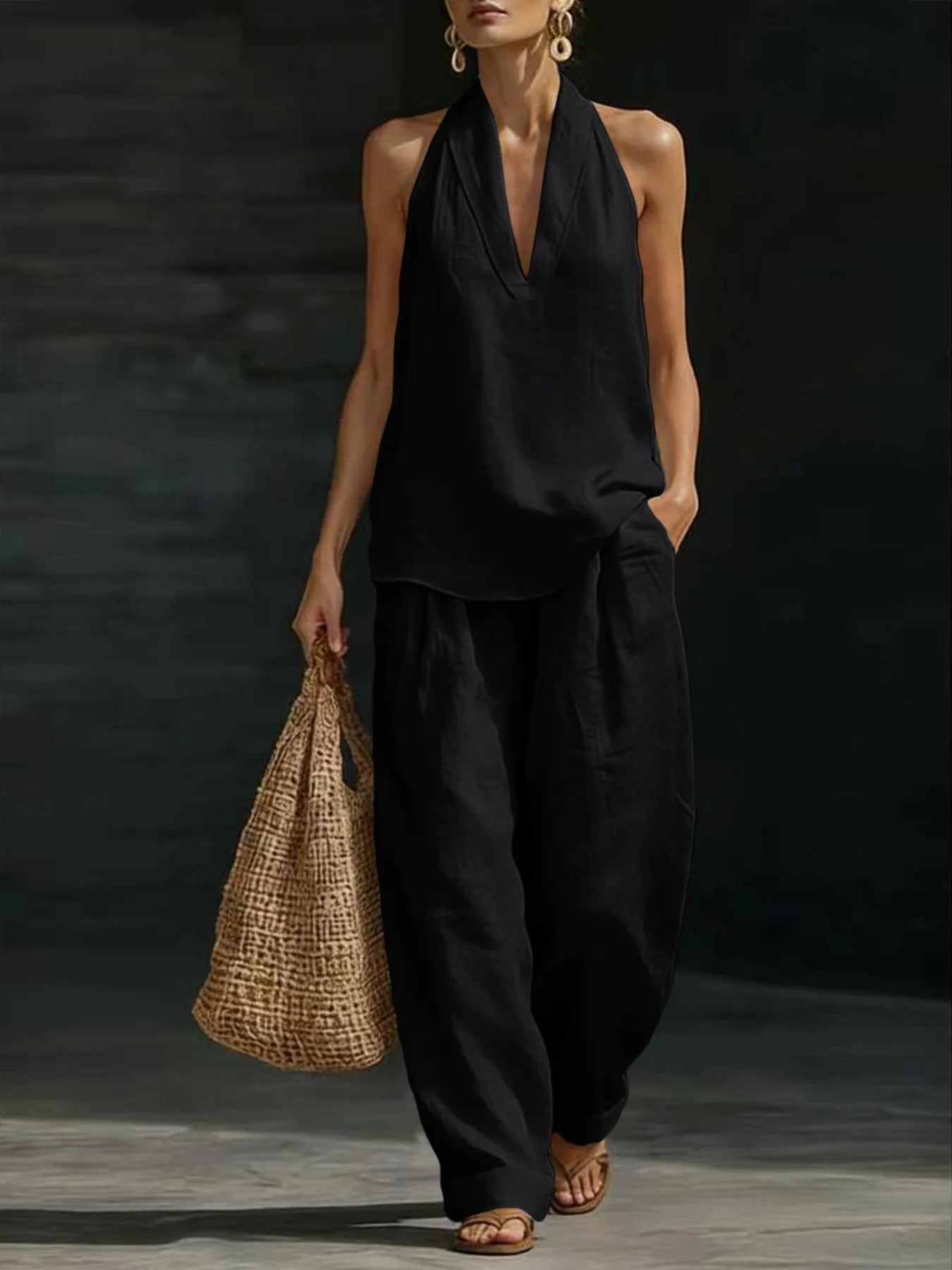 Freya linen halter co-ord set – view 3