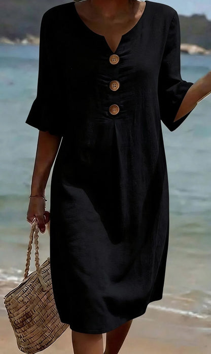 Marlow | Button-Front Linen Midi Dress