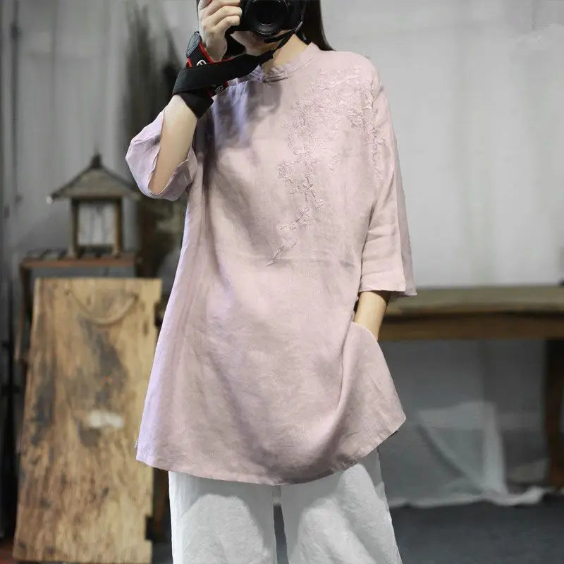 Hazel embroidered linen tunic – view 4