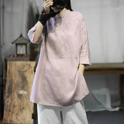 Hazel embroidered linen tunic – view 4