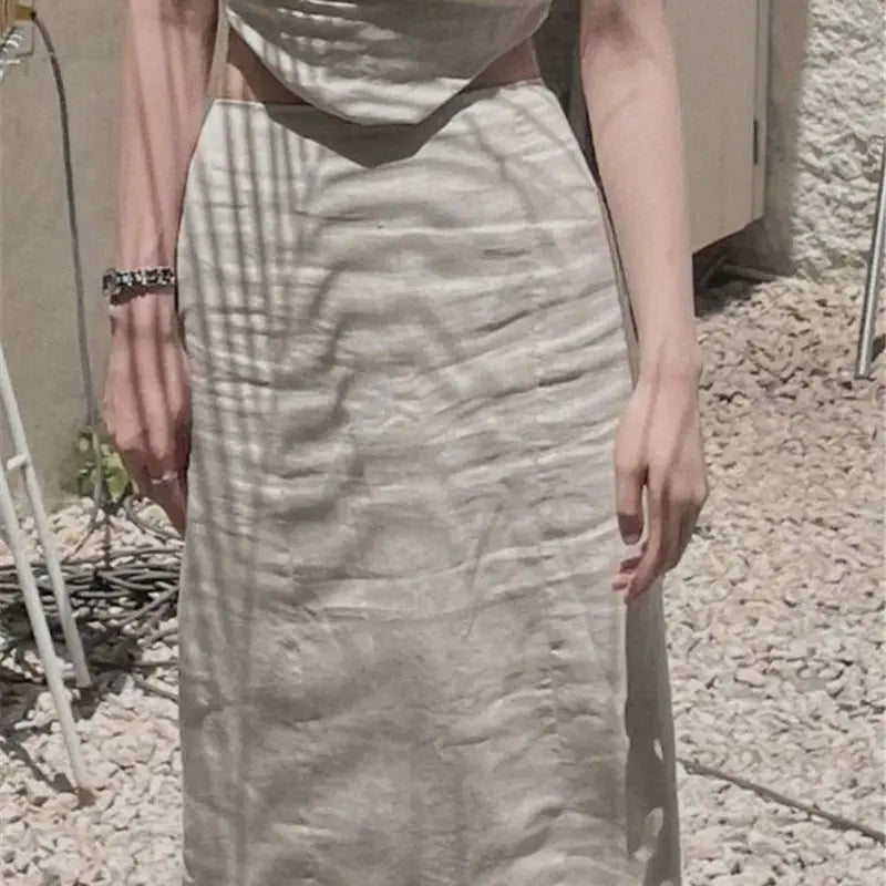 Willow linen-blend midi skirt – view 4