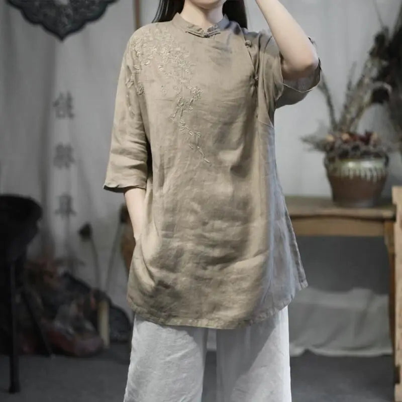 Hazel embroidered linen tunic – view 5