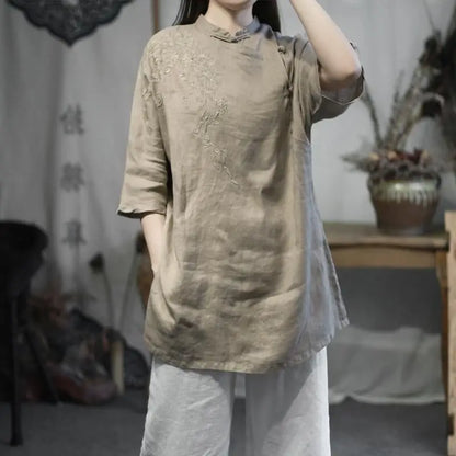 Hazel embroidered linen tunic – view 5