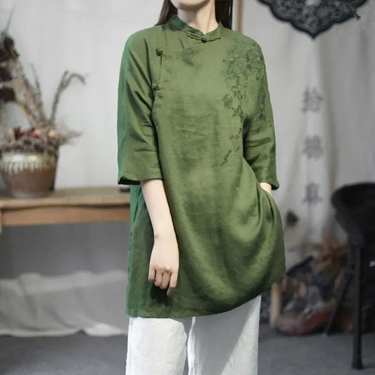 Hazel embroidered linen tunic – view 1