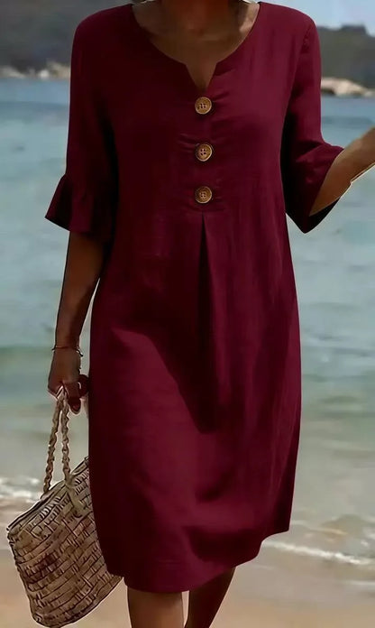 Marlow button-front linen midi dress – view 8