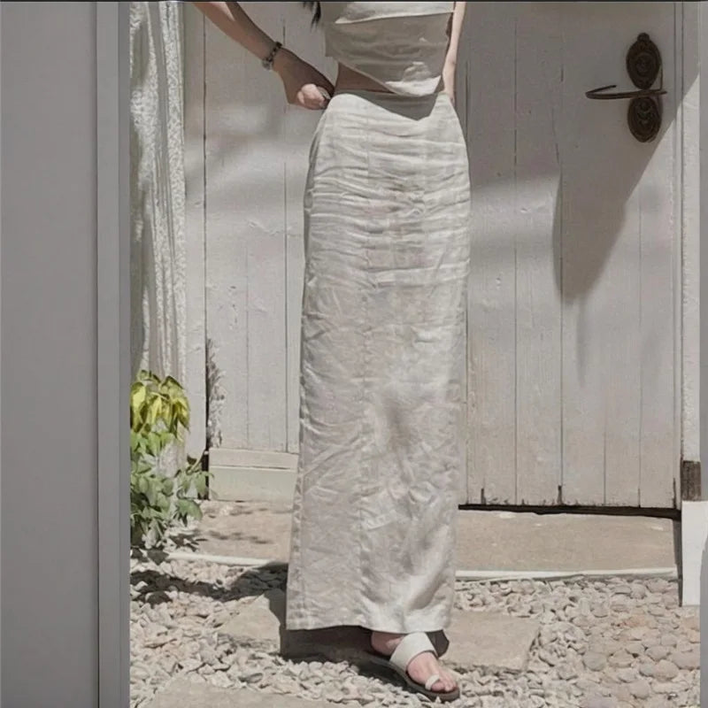 Willow linen-blend midi skirt – view 7