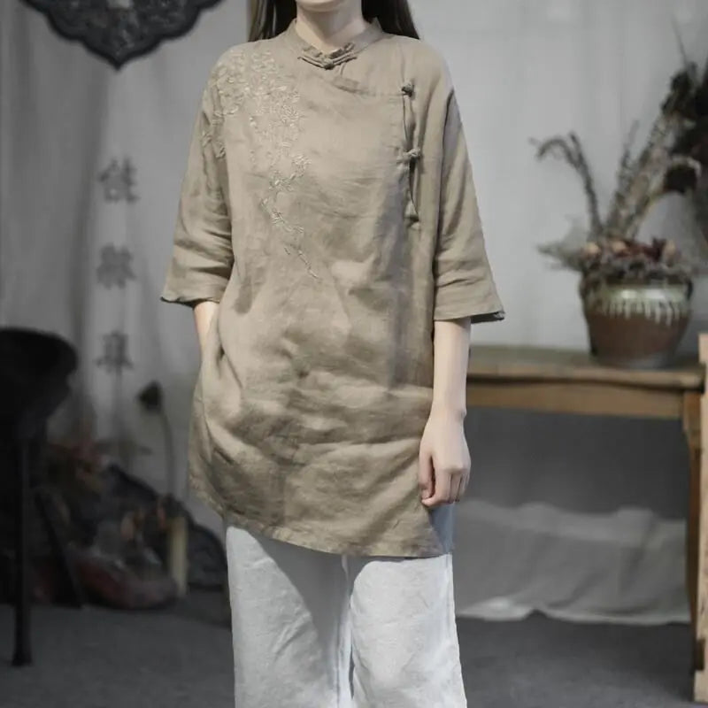 Hazel embroidered linen tunic – view 3