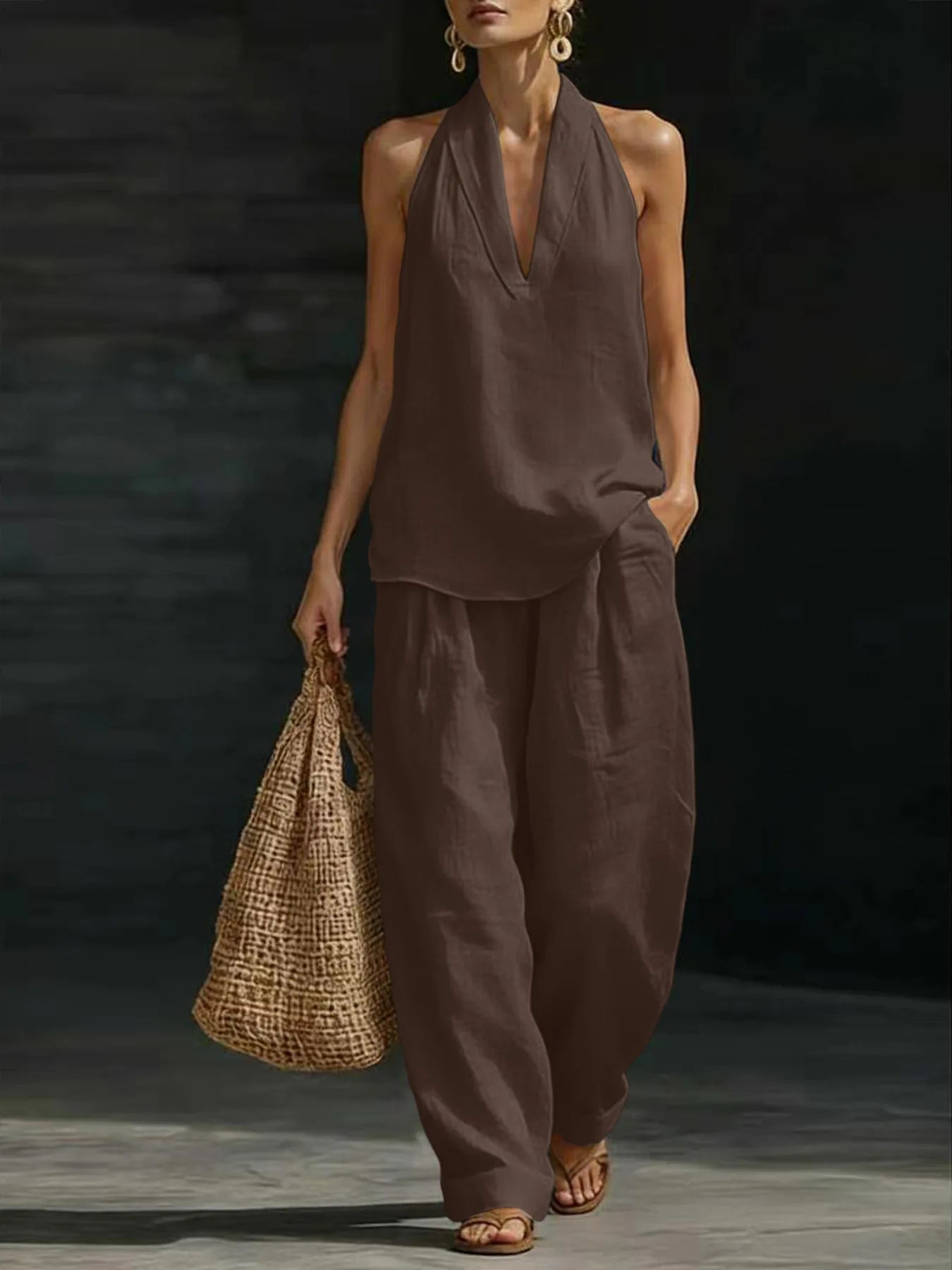 Freya | Linen Halter Co-ord Set