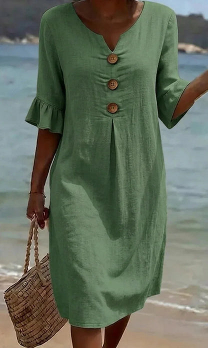 Marlow | Button-Front Linen Midi Dress